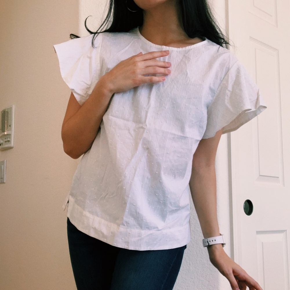 White Draper James Ruffle Sleeve Top Size 6